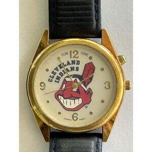 VINTAGE 1995 SUNTIME MLB CLEVELAND INDIANS BASEBALL COLLECTIBLE WATCH